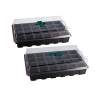 aqxreight Paquet de 3 Plateaux de Pépinière de Semis de 24 Cellules en Plastique Pot de Pépinière de Jardin de Fleurs Kit de Plateau de Plantation de Graines avec Couvercle Boîte de Culture de (BLACK)