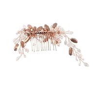 aqxreight Peigne à Cheveux de Mariée en Perles de Cristal, Pièces de Cheveux élégantes et Pliables en Perles, Accessoires pour de Mariage, Feuilles d'or pour une Mariée Entourée et des Morceaux de