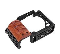 aqxreight Poignée en Bois pour Caméra Aluminium A6400 A6300 | Lightweight protective frame, cold shoe mount, 1/4 and 3/8 screw holes, compatible with microphone and fill light
