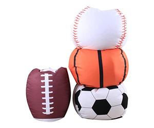 aqxreight Pouf de Rangement pour Chaise, Housse de Pouf de 18 Pouces avec Fermeture éclair pour Enfants, Jouets en Peluche, Jeu Plus Long, être Quand il Pl (Base-Ball)