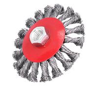 aqxreight Roue de Brosse Métallique Nouée de 4 Pouces pour Meuleuse d'angle, Outil de Retrait de Peinture en Acier au Carbone Haute Vitesse 12500 Tr/min, Poignée Hexagonale à écrou M14x2 pour le