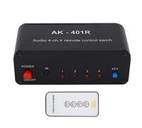 aqxreight Sélecteur d'entrée 4 Sorties Audio avec Télécommande - Répartiteur Stéréo pour Home Cinéma, Mixage Studio, Système Multizone, Configuration du Récepteur AV, Distribution Professionnelle