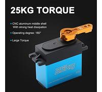 aqxreight Servo Numérique 25 Kg, 2 Pièces, Engrenage en Métal étanche pour Voitures RC à échelle 1/8 1/10 /12, Robot Manipulateur de Bateau avec Bras 25T en Aluminium anodisé avec Coque Facilement