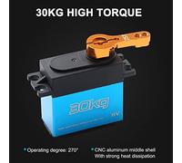aqxreight Servo Numérique 30 Kg 4 Pièces à Couple élevé 270 ° Servo à Engrenages en Acier Inoxydable pour Voitures RC à l'échelle 1/8 1/10 /12 Le Manipulateur de Robot avec Bras 25T Est Un
