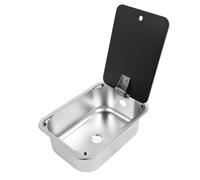 aqxreight Single Bol Bar Bar RV Single Bow Bol Bar Bar Sinon 15 X 1 X 5,4 Pouces d'acier de Coloration avec Couvercle en Verre trempé et Trou de Drainage de 40 Mm pour Le Bateau