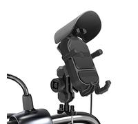 aqxreight Support de Téléphone de Moto Support de Téléphone Portable de Moto étanche Anti-vol Rotation à 360 ° de Montage de Rétroviseur de 15W Charge Rapide pour de 3,5 à 6,5 Pouces et (Support de