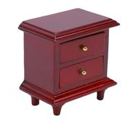 aqxreight Table de Nuit Miniature avec Tiroirs, Bois de Bouleau, Rouge | Taille compacte pour une échelle 1:12, tiroirs indépendants pour le rangement, détails fabriqués à la main, polyvalent pour
