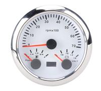 aqxreight Tachymètre 7 000 Tr/min, Jauge de Carburant Marine, Compteur de Vitesse 3 en 1, Tension, Niveau de Carburant, avec Rétroéclairage 7 Couleurs, pour Camion, Voiture, Bateau, Moto (argent