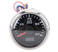 aqxreight Tachymètre avec Compteur Horaire 2 Pouces 8000 Tr/min Jauge de Régime Rétroéclairée 7 Couleurs pour Camion Tracteur Voiture RV Bateau DC 9 à 32 V Cadran Noir Lunette Argentée Derrière le