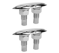 aqxreight Taquets de Bateau Rétractables de 5 Pouces, Support en Acier | Pour Yacht Marin, Comprend une Plaque D'appui et des écrous de Blocage, Poli Miroir, Mécanisme Pop-up Pour un Pont Propre