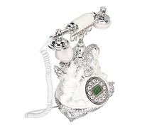 aqxreight Téléphone Fixe Rétro avec écran LCD, Téléphone Vintage Antique à l'ancienne avec Bouton Poussoir pour la Décoration de la Maison et du Bureau MS-8334C, Argent, Visualisation Rapide et