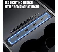 aqxreight USB LED Data Hub Compatible pour 2021 2022 Y Station d'amarrage de la Console Centrale 4 Port USB Hub Center Console Adaptateur Compatible et 2021 pour Center May Après ((Black)