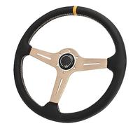 aqxreight Volant de Course de 14,5 Pouces avec Finition en Cuir et Garniture en Cuivre élégante pour une Expérience de Conduite Améliorée