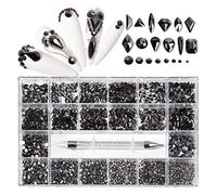 Aqxyedc 1 box 2500pcs Kit de strass de luxe Kit de plats à clous nail nail étincelant de luxe étincelant avec 1 stylo for décorations d'ongles wanglan(Color:Jet Hemitate 2500pcs)