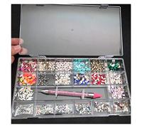 Aqxyedc 1 box 2500pcs Kit de strass de luxe Kit de plats à clous nail nail étincelant de luxe étincelant avec 1 stylo for décorations d'ongles wanglan(Color:2000pcs mix color)