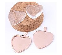 Aqxyedc 10pcs en Acier Inoxydable Coeur Cabochon Base Rose Gold Pendentif Noir Plateaux Plateaux Collier DIY Collier Bezel Blans for la Fabrication wanglan(Rose Gold_25mm dia)