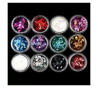 Aqxyedc 12 boîtes Holographic Butterfly Nail Art Sequin Set Laser Flake Nail Decoration Accessory Kit for DIY Manucure polonaise wanglan