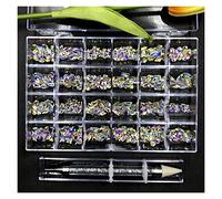 Aqxyedc 400/48 0pcs Cristal UN B Strass dans les grilles 2 0PC / SHABLE FLATRE-BACK Nail art strass gem avec 1 stylo de ramassage dans une grande boîte claire H & * & wanglan(Color:Beige)