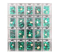 Aqxyedc 400/48 0pcs Cristal UN B Strass dans les grilles 2 0PC / SHABLE FLATRE-BACK Nail art strass gem avec 1 stylo de ramassage dans une grande boîte claire H & * & wanglan(Color:Amy Green)