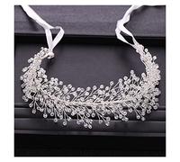 Aqxyedc Accessoires de cheveux de mariage à la mode Baroque strass cristal bandeau diadème de mariée or bandeau reine bal coiffure à la main wanglan(Silver)