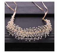 Aqxyedc Accessoires de cheveux de mariage à la mode Baroque strass cristal bandeau diadème de mariée or bandeau reine bal coiffure à la main wanglan(Gold-color)