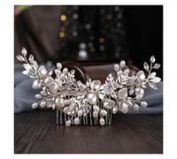 Aqxyedc Argent Couleur Perles Cristal Tiaras Cheveux Peignes for Mariage Hair Accessoires Bijoux Cheveux Mariée Bijoux Elegant Headpiece Femmes Clips wanglan
