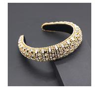 Aqxyedc Bandeau Bande baroque baroque baroque de Boho Gorgeous Bandeaux de cristal de luxe Strass Strass Tiara Bling Hair Accessoires706 wanglan(22)
