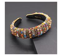 Aqxyedc Bandeau Bande baroque baroque baroque de Boho Gorgeous Bandeaux de cristal de luxe Strass Strass Tiara Bling Hair Accessoires706 wanglan(20)