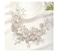Aqxyedc Bandeau de mariage Couleur d'argent Crystal Tiara Handmade Headmade Coiffure Fleur Feuille Cheveux Bijoux Bandeau Bandeau Head Bride Accessoires wanglan(Silver)