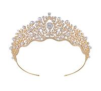 Aqxyedc Bandeau de mariée diadème de mode, couronnes for femmes accessoires de cheveux de mariage bandeau en cristal de perle Dubai bijoux de mariée wanglan(Bianco)