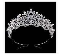 Aqxyedc Bandeau de mariée diadème de mode, couronnes for femmes accessoires de cheveux de mariage bandeau en cristal de perle Dubai bijoux de mariée wanglan(White_Silver)