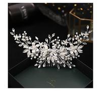 Aqxyedc Bijoux de mariée argent fleur peigne à cheveux perle ornements mode à la main cristal mariage coiffure classique demoiselle d'honneur accessoires wanglan