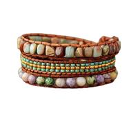 Aqxyedc Bracelets d'enveloppement en Cuir Multi-brins Bracelet de Perles en Pierre Naturelle Adolescentes bohème wanglan