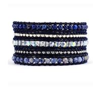 Aqxyedc Bracelets en Cuir for Couples, Pierres Naturelles mélangées, Perles, Vintage, enroulés en Cuir wanglan(Woman Size)