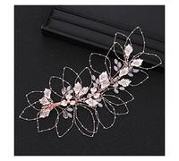 Aqxyedc Branché de mariage cheveux accessoires d'or bandeau doré strass cristal fleur bande de tête de tête de feuille de feuilles de la mariée cheveux accessoires à la main wanglan(Rose Gold Color)