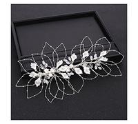 Aqxyedc Branché de mariage cheveux accessoires d'or bandeau doré strass cristal fleur bande de tête de tête de feuille de feuilles de la mariée cheveux accessoires à la main wanglan(Silver)