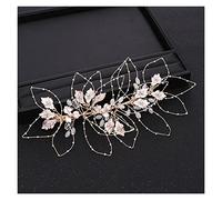 Aqxyedc Branché de mariage cheveux accessoires d'or bandeau doré strass cristal fleur bande de tête de tête de feuille de feuilles de la mariée cheveux accessoires à la main wanglan(Gold-color)