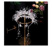 Aqxyedc Bridal vintage argent cristal grand cristal grand bande de cheveux bridal strass helsipe casque headpiece hidelle poil de mariée bandeau de mariage wanglan(Pure Gold Color)