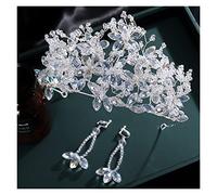 Aqxyedc Bridal vintage argent cristal grand cristal grand bande de cheveux bridal strass helsipe casque headpiece hidelle poil de mariée bandeau de mariage wanglan(Rhodium Plated)