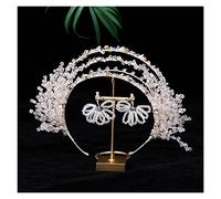 Aqxyedc Bridal vintage argent cristal grand cristal grand bande de cheveux bridal strass helsipe casque headpiece hidelle poil de mariée bandeau de mariage wanglan(Light Yellow Gold Color)