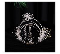 Aqxyedc Bridal vintage argent cristal grand cristal grand bande de cheveux bridal strass helsipe casque headpiece hidelle poil de mariée bandeau de mariage wanglan(Imitation Rhodium Plated)