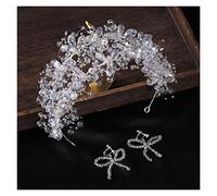 Aqxyedc Bridal vintage argent cristal grand cristal grand bande de cheveux bridal strass helsipe casque headpiece hidelle poil de mariée bandeau de mariage wanglan(Gold-color)