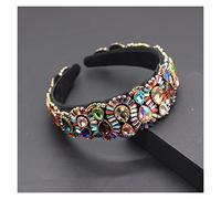 Aqxyedc Couleur Strass Strass Fleur Bandeau Bandeau Baroque Fashion Bandes de Luxe Longue Bandeau Exquisite Rétro 723 wanglan(2)