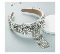 Aqxyedc Couleur Strass Strass Fleur Bandeau Bandeau Baroque Fashion Bandes de Luxe Longue Bandeau Exquisite Rétro 723 wanglan(18)