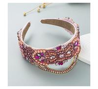 Aqxyedc Couleur Strass Strass Fleur Bandeau Bandeau Baroque Fashion Bandes de Luxe Longue Bandeau Exquisite Rétro 723 wanglan(24)