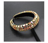 Aqxyedc Couleur Strass Strass Fleur Bandeau Bandeau Baroque Fashion Bandes de Luxe Longue Bandeau Exquisite Rétro 723 wanglan(13)