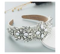 Aqxyedc Couleur Strass Strass Fleur Bandeau Bandeau Baroque Fashion Bandes de Luxe Longue Bandeau Exquisite Rétro 723 wanglan(30)