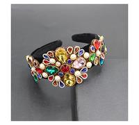 Aqxyedc Couleur Strass Strass Fleur Bandeau Bandeau Baroque Fashion Bandes de Luxe Longue Bandeau Exquisite Rétro 723 wanglan(40)