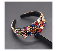 Aqxyedc Couleur Strass Strass Fleur Bandeau Bandeau Baroque Fashion Bandes de Luxe Longue Bandeau Exquisite Rétro 723 wanglan(1)
