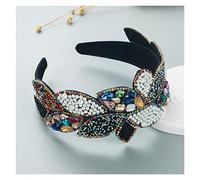 Aqxyedc Couleur Strass Strass Fleur Bandeau Bandeau Baroque Fashion Bandes de Luxe Longue Bandeau Exquisite Rétro 723 wanglan(17)